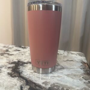 YETI Coral Tumbler with Silver Accents